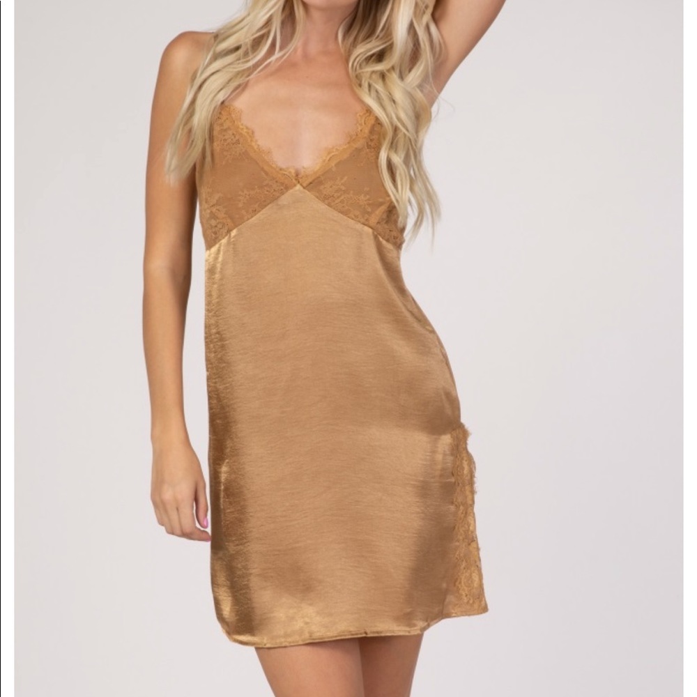 Pinkblush Gold Satin Night Gown